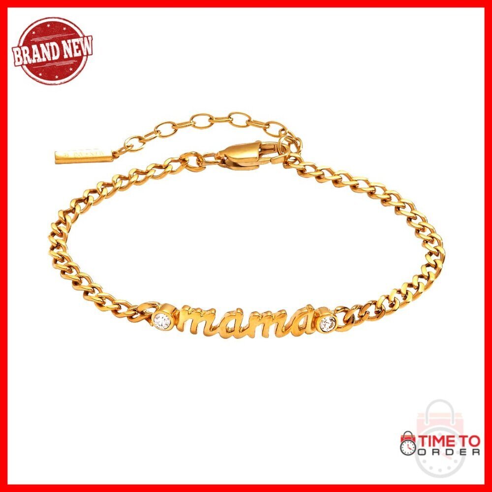 Curb Chain Bracelet Minimal Chic Elegant Stainless Steel Gold Finish Adjustable - Picture 1 of 3